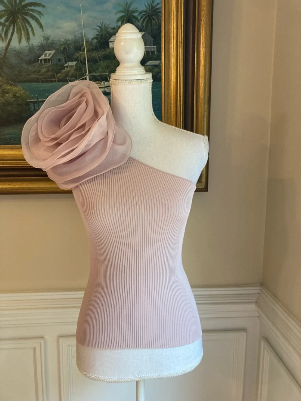 ZARA Lavender 3D Big Flower One Shoulder Top - Picture 13 of 13